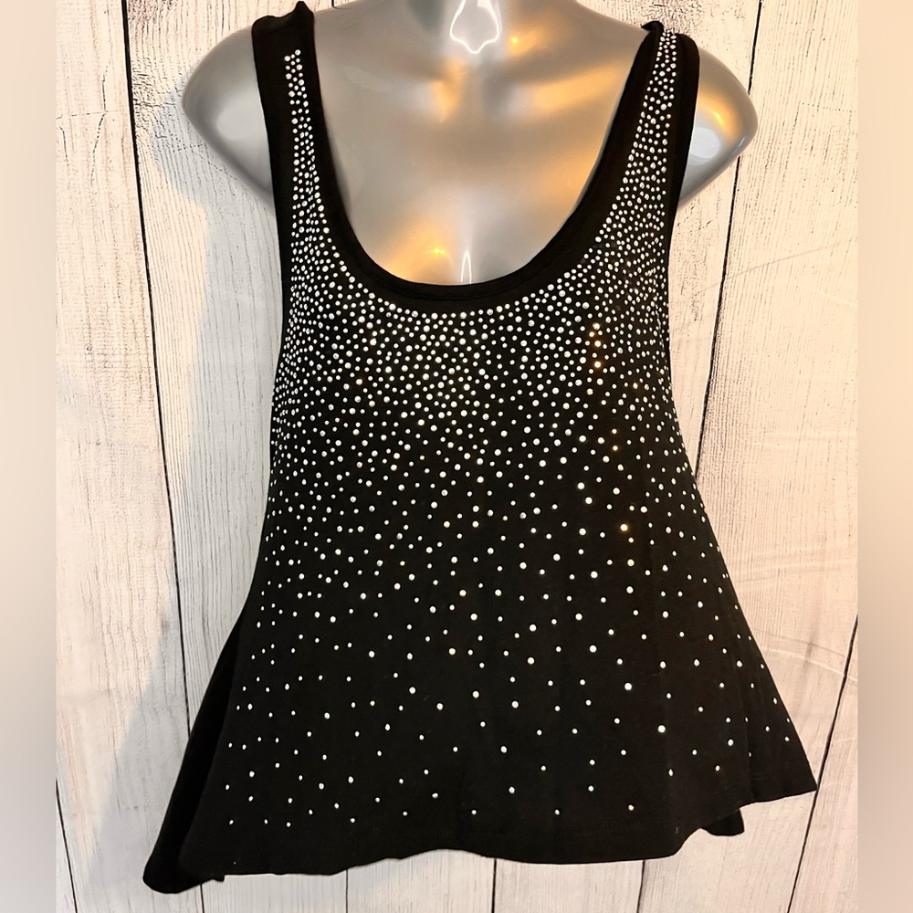 Super sparkly  black and silver rhinestone tank top